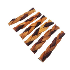 6"- Braided Beef Collagen Stick Brown/Natural