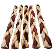 12"- Braided Beef Collagen Stick Brown/Natural