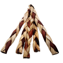 12"- Braided Beef Collagen Stick Brown/Natural