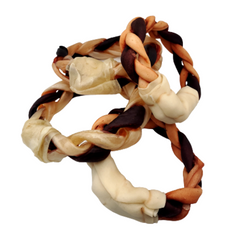 6"- LARGE Braided Beef Collagen Ring - Brown-Natural