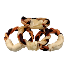 6"- LARGE Braided Beef Collagen Ring - Brown-Natural