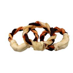 6"- LARGE Braided Beef Collagen Ring - Brown-Natural