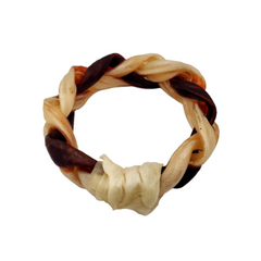 6"- LARGE Braided Beef Collagen Ring - Brown-Natural