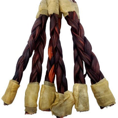 12″ – Braided Beef Collagen Stick – Brown – Wrapped Ends