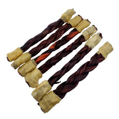 12″ – Braided Beef Collagen Stick – Brown – Wrapped Ends
