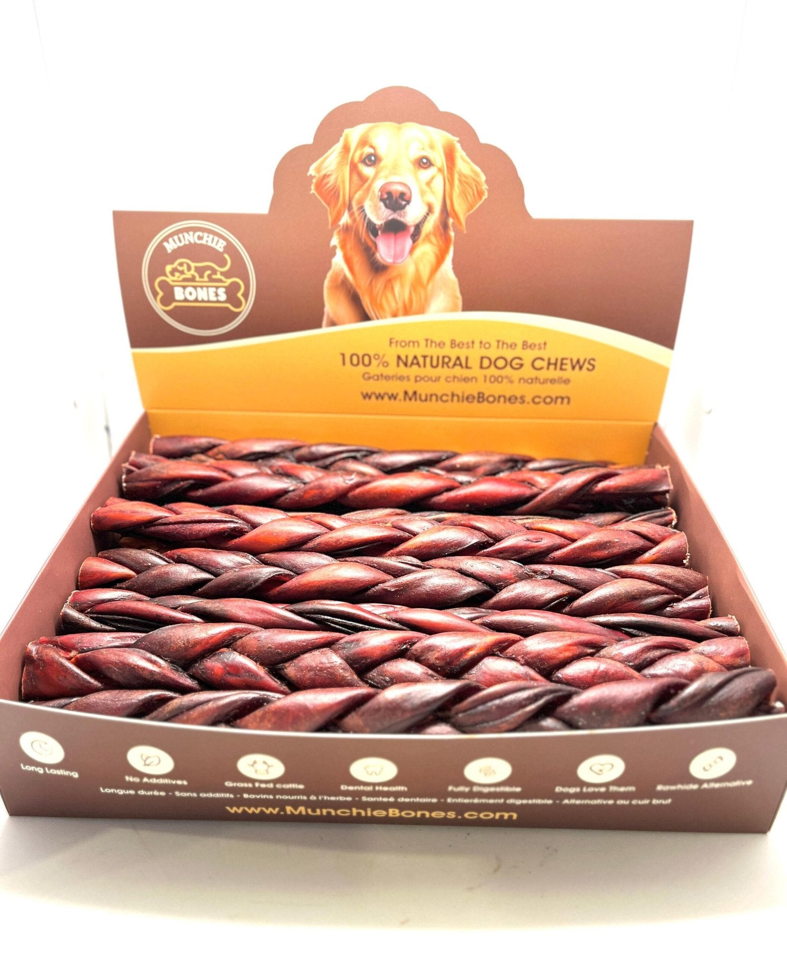 NEW!!! 12"- Braided LIVER GLAZED Beef Collagen Stick - Bown (10pc)