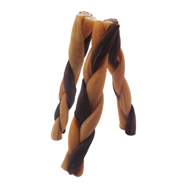 6"- Braided Beef Collagen Stick Brown/Natural
