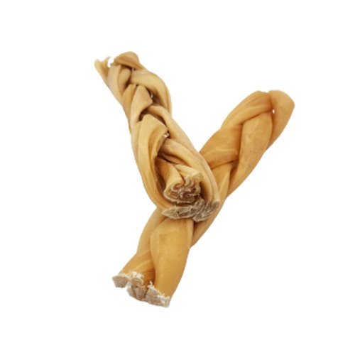 6"- Braided Beef Collagen Stick - Natural