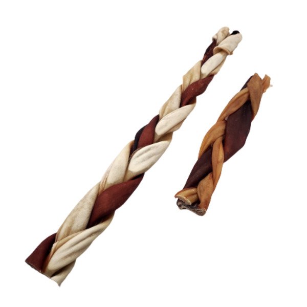 12"- Braided Beef Collagen Stick Brown/Natural (10 pc)
