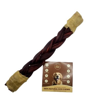 12" - Braided Beef Collagen Stick - Brown - Wrapped Ends (10 pc)
