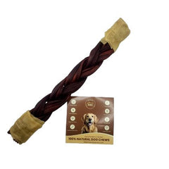 12" - Braided Beef Collagen Stick - Brown - Wrapped Ends (10 pc)