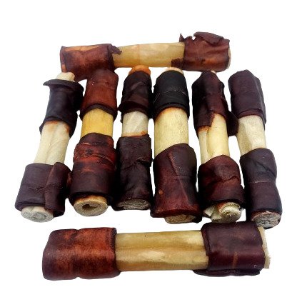 6" Beef Collagen Stick - Natural - Wrapped Ends (20 pc)