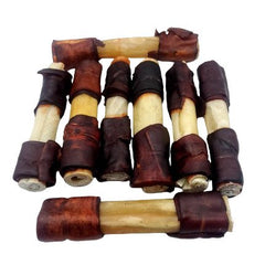 6" Beef Collagen Stick - Natural - Wrapped Ends (20 pc)