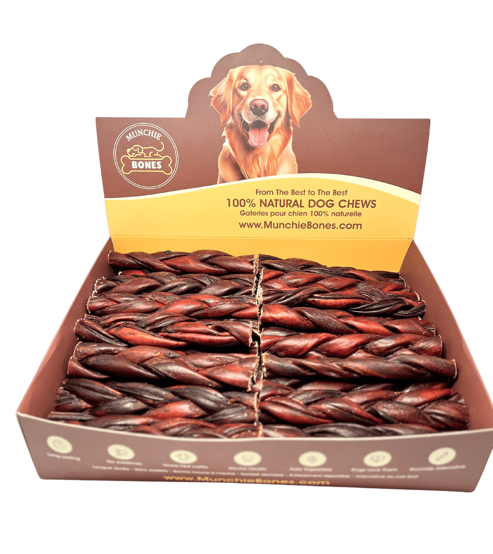 NEW!!! 6"- Braided LIVER GLAZED Beef Collagen Stick - Brown (20pc)