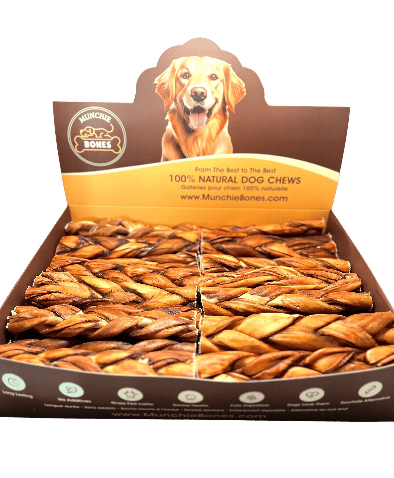 NEW!!! 6"- Braided LIVER GLAZED Beef Collagen Stick - Natural (20pc)