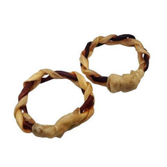 6"- LARGE Braided Beef Collagen Ring - Brown-Natural (7 pack ~1kg)