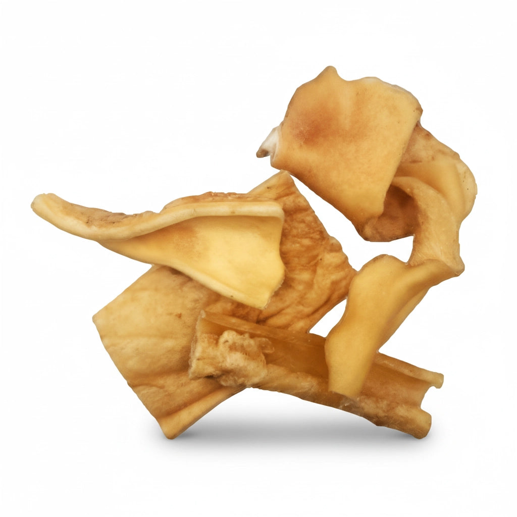 Beef head skin chews for aggressive chewers - safe, won't splinter like rawhide